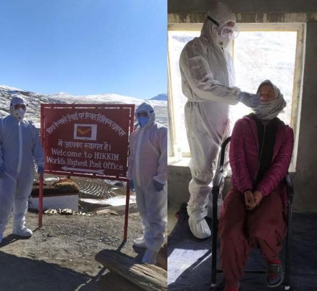 The Himachal Pradesh government has sent a health team to conduct random sampling in the three sparsely populated villages of Hikkim (in pic), Langza and Comic in the mountains of Spiti.(HT Photos)