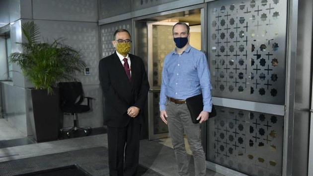 Dominic Raab (right) reached India on Monday. (Twitter/MEAIndia) Dominic Raab (right) reached India on Monday. (Twitter/MEAIndia)
