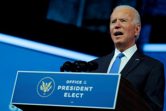 US President-elect Joe Biden delivers a televised address to the nation, after the electoral college formally confirmed his victory over President Donald Trump in the 2020 presidential election. (Reuters/ File photo) US President-elect Joe Biden delivers a televised address to the nation, after the electoral college formally confirmed his victory over President Donald Trump in the 2020 presidential election. (Reuters/ File photo)