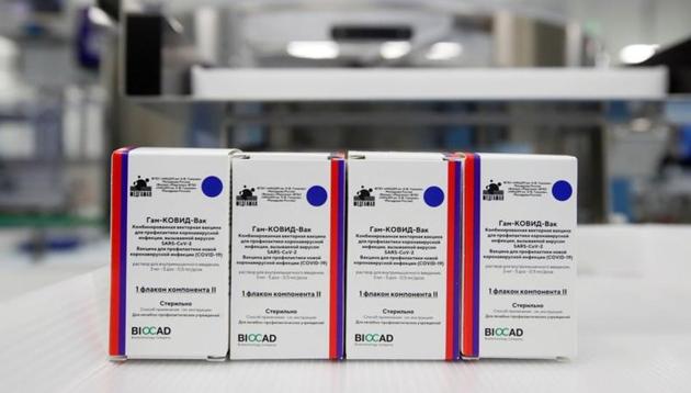 A view shows boxes containing vials with Gam-Covid-Vac, also known as Sputnik-V, vaccine against the coronavirus disease (Covid-19) at a production facility of BIOCAD biotechnology company in Saint Petersburg, Russia.(Reuters File Photo)