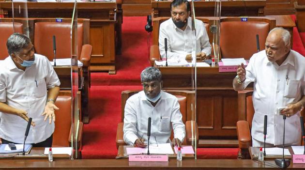 Karnataka chief minister BS Yediyurappa speaks during the Winter Session at Vidhana Soudha in Bengaluru, on December 8. (PTI Photo) Karnataka chief minister BS Yediyurappa speaks during the Winter Session at Vidhana Soudha in Bengaluru, on December 8. (PTI Photo)