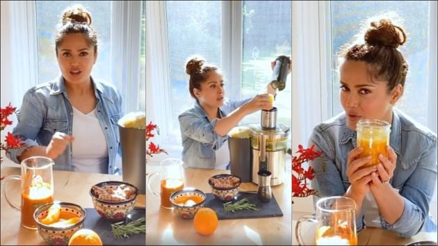 Salma Hayek’s orange juice recipe with ‘secret ingredient’ for youthful look(Instagram/salmahayek)