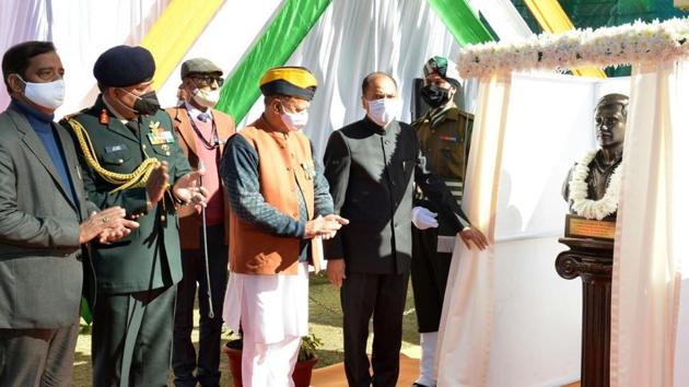 Chief minister Jai Ram Thakur during a function organised to mark the golden jubilee celebration of the 1971 Indo-Pak war in Shimla on Wednesday. (HT photo) Chief minister Jai Ram Thakur during a function organised to mark the golden jubilee celebration of the 1971 Indo-Pak war in Shimla on Wednesday. (HT photo)