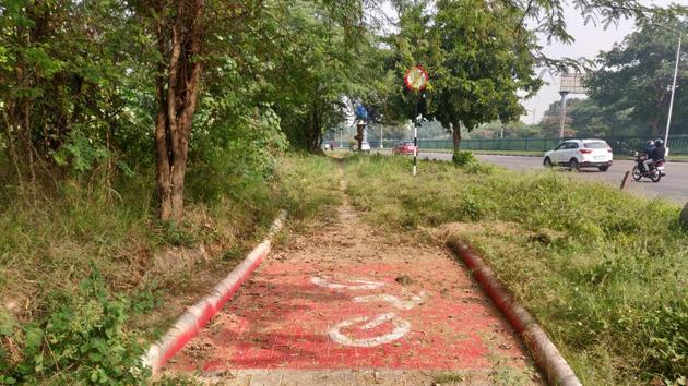 Damaged cycle tracks in Chandigarh. (HT File Photo) Damaged cycle tracks in Chandigarh. (HT File Photo)