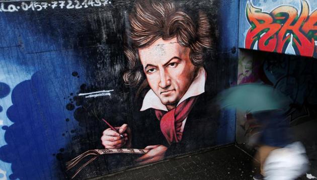 A mural of Ludwig van Beethoven is seen at a pedestrian tunnel ahead of his 250th birth anniversary in Bonn, Germany.(Reuters file)
