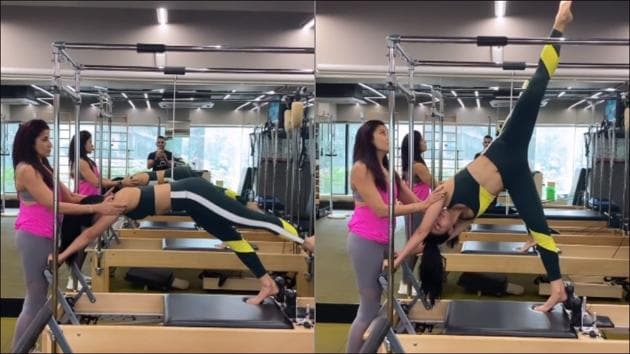 Jacqueline Fernandez nails the Arabesque or a full stretch pilates(Instagram/jacquelinef143)