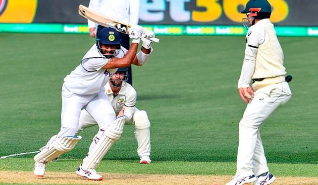 Cheteshwar Pujara batted with grit, scoring 43 off 159 balls before he was dismissed by Nathan Lyon for the 10th times in Test cricket. (Getty)