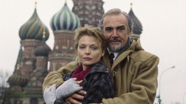 “The Russia House” starred Sean Connery, Michelle Pfeiffer, Roy Scheider, James Fox, John Mahoney, and Klaus Maria Brandauer. Tom Stoppard wrote the screenplay based on John le Carré’s 1989 novel of the same name. The film was filmed in Technovision, and on location in the then Soviet Union. (Courtesy Pathé Entertainment) “The Russia House” starred Sean Connery, Michelle Pfeiffer, Roy Scheider, James Fox, John Mahoney, and Klaus Maria Brandauer. Tom Stoppard wrote the screenplay based on John le Carré’s 1989 novel of the same name. The film was filmed in Technovision, and on location in the then Soviet Union. (Courtesy Pathé Entertainment)