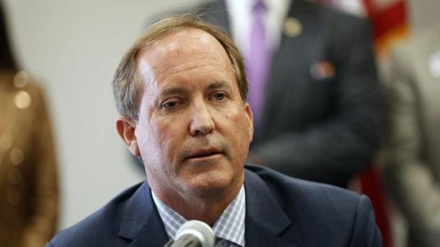 FILE- In this Sept. 10, 2020, file photo, Texas Attorney General Ken Paxton speaks at the Austin Police Association in Austin, Texas. (Jay Janner/Austin American-Statesman via AP) FILE- In this Sept. 10, 2020, file photo, Texas Attorney General Ken Paxton speaks at the Austin Police Association in Austin, Texas. (Jay Janner/Austin American-Statesman via AP)