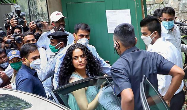 Bollywood actor Kangana Ranaut at her office, where the Brihanmumbai Municipal Corporation conducted a demolition drive, in September. (File photo) (PTI) Bollywood actor Kangana Ranaut at her office, where the Brihanmumbai Municipal Corporation conducted a demolition drive, in September. (File photo) (PTI)