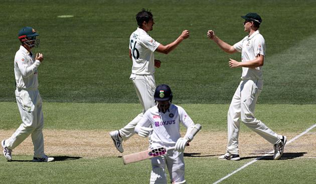 India could add just 11 runs to their overnight score and were bowled out for 244 in their first innings with Mitchell Starc taking 4/53. (getty)