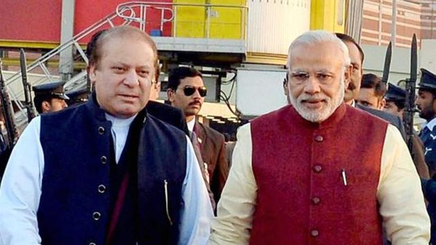 Prime Minister Narendra Modi with former Pakistani premier Nawaz Sharif in Lahore in 2015.(PTI File Photo) Prime Minister Narendra Modi with former Pakistani premier Nawaz Sharif in Lahore in 2015.(PTI File Photo)