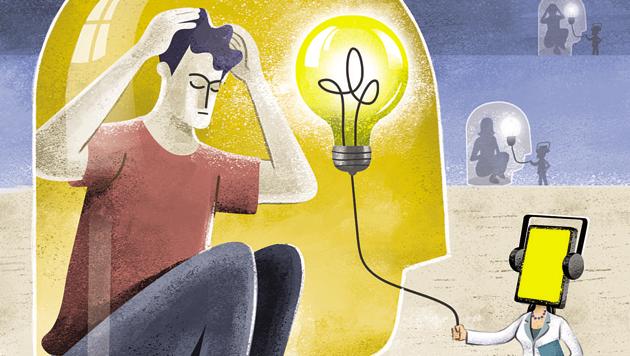 In a country with 0.29 psychiatrists per 100,000 people — against a recommended 3 per 100,000 — according to 2017 World Health Organization data, online access to counselling can be a vital tool.(HT Illustration: Gajanan Nirphale) In a country with 0.29 psychiatrists per 100,000 people — against a recommended 3 per 100,000 — according to 2017 World Health Organization data, online access to counselling can be a vital tool.(HT Illustration: Gajanan Nirphale)