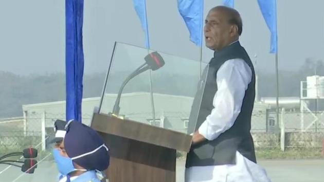 Rajnath Singh made the remarks while addressing a combined graduation parade at the Indian Air Force Academy at Dundigal in Telangana.(ANI PHOTO.)
