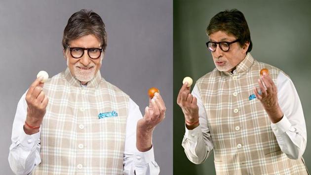 Amitabh Bachchan during an ad shoot.