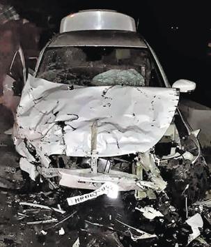 The car in which the friends were travelling in, on the fateful night. (HT PHOTO) The car in which the friends were travelling in, on the fateful night. (HT PHOTO)