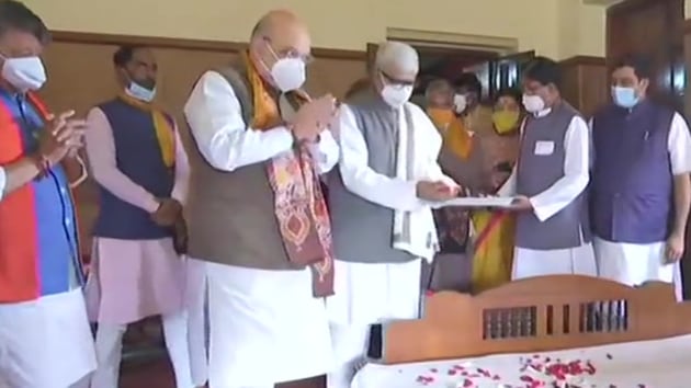 The home minister arrived in the state on Saturday to campaign for the upcoming assembly election that is scheduled to take place next year.(ANI)