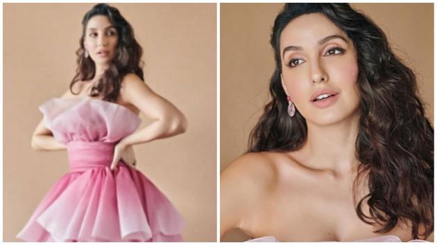 Nora Fatehi looks like a dream in pink and white tulle dress at awards night(Instagram/norafatehi)