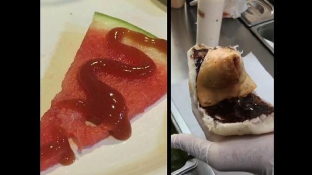The image shows ketchup with watermelon and chocolate samosa pav.(Twitter/Instagram) The image shows ketchup with watermelon and chocolate samosa pav.(Twitter/Instagram)