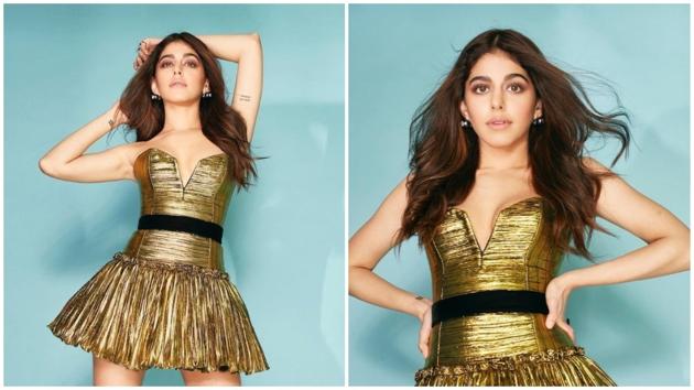 Alaya looks like a million bucks in gold mini dress and heels(Instagram/tanghavri)