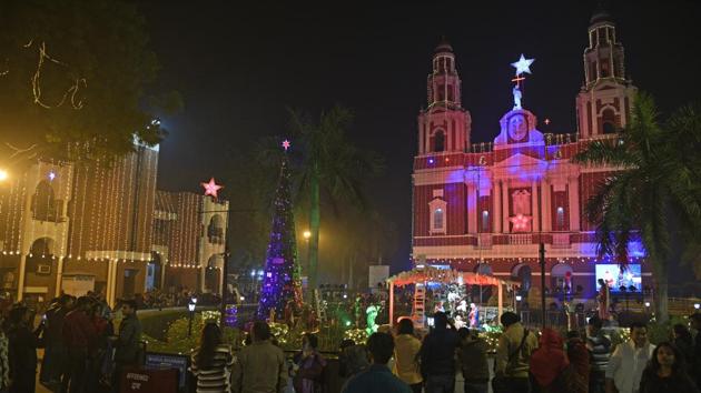 While many churches have switched to digital options, a few churches across the capital are allowing services in smaller numbers following all Covid-19 safety guidelines.(Sanchit Khanna/HT file photo)