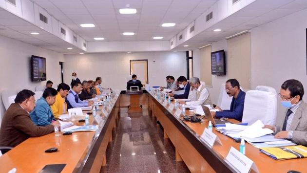 An Assam cabinet meeting being held in Guwahati on Tuesday.(TWITTER/ @CMOfficeAssam) An Assam cabinet meeting being held in Guwahati on Tuesday.(TWITTER/ @CMOfficeAssam)