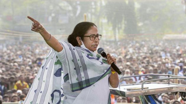 West Bengal Chief Minister Mamata Banerjee addresses during a rally at Rashmela Ground in Cooch Behar district. (PTI) West Bengal Chief Minister Mamata Banerjee addresses during a rally at Rashmela Ground in Cooch Behar district. (PTI)