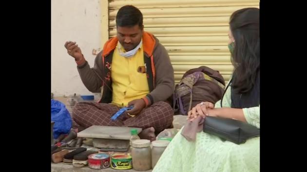 Pooja Badamikar, a post-graduate in renewable energy has been working on converting scrapped tyres into footwear. (ANI) Pooja Badamikar, a post-graduate in renewable energy has been working on converting scrapped tyres into footwear. (ANI)