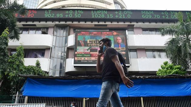 Mumbai: A man walks past the BSE building as the Sensex crossed 40000 mark, in Mumbai, Thursday, Oct. 8, 2020. (PTI Photo/Mitesh Bhuvad)(PTI08-10-2020_000103A) (PTI) Mumbai: A man walks past the BSE building as the Sensex crossed 40000 mark, in Mumbai, Thursday, Oct. 8, 2020. (PTI Photo/Mitesh Bhuvad)(PTI08-10-2020_000103A) (PTI)