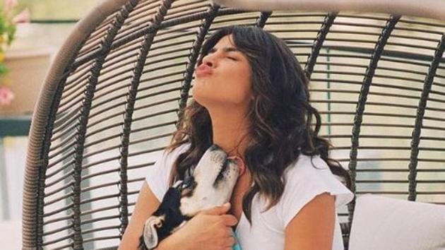 Priyanka Chopra with her pet, Panda.