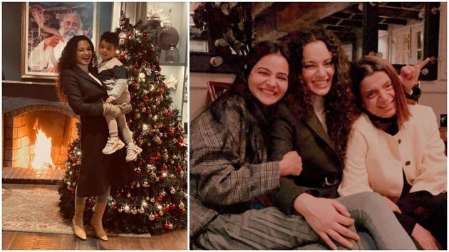 Kangana Ranaut with her family on Christmas. Kangana Ranaut with her family on Christmas.