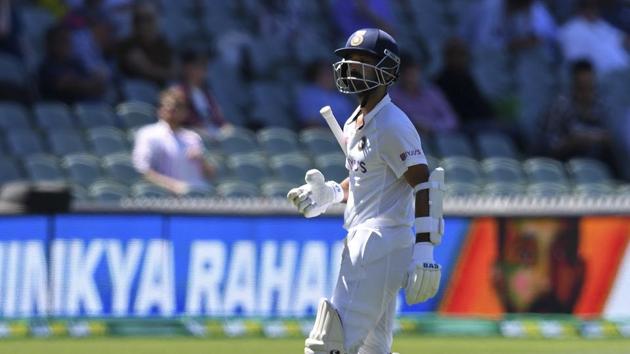 India's India's Ajinkya Rahane walks off after he was dismissed by Australia's Josh Hazlewood(AP)