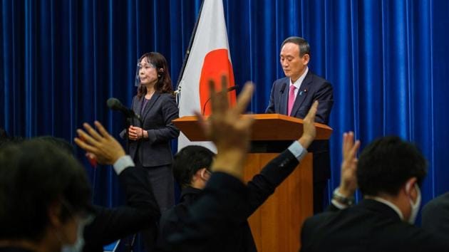 Japan's Prime Minister Suga Yoshihide during a news conference about the ongoing coronavirus disease (Covid-19) outbreak in Tokyo, Japan. (Reuters) Japan's Prime Minister Suga Yoshihide during a news conference about the ongoing coronavirus disease (Covid-19) outbreak in Tokyo, Japan. (Reuters)