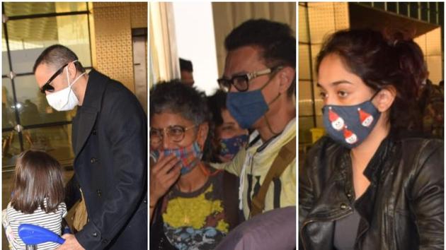 Aamir Khan and his family spotted at the airport.(Varinder Chawla) Aamir Khan and his family spotted at the airport.(Varinder Chawla)