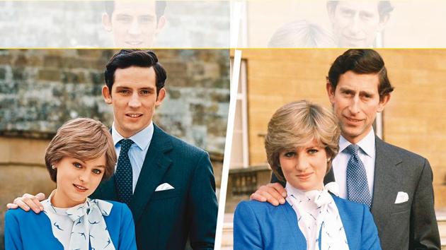 A snapshot from the life of the royal couple replicated in The Crown season 4 (left)