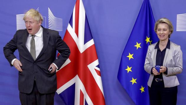 Britain on Saturday published the text of its narrow trade agreement with the European Union just five days before it exits one of the world’s biggest trading blocs (AP) Britain on Saturday published the text of its narrow trade agreement with the European Union just five days before it exits one of the world’s biggest trading blocs (AP)