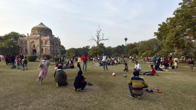 Visitors seen at Lodhi Garden on a winter day in New Delhi on December 25. In the wake of a mutated variant of coronavirus detected in the UK, a genomic surveillance consortium has been formed for laboratory and epidemiological surveillance of circulating strains of the SARS-CoV-2 in India, the Centre said on December 27. (Sanjeev Verma / HT Photo) Visitors seen at Lodhi Garden on a winter day in New Delhi on December 25. In the wake of a mutated variant of coronavirus detected in the UK, a genomic surveillance consortium has been formed for laboratory and epidemiological surveillance of circulating strains of the SARS-CoV-2 in India, the Centre said on December 27. (Sanjeev Verma / HT Photo)