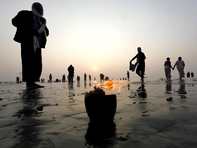 Pilgrims gather on the banks of the Ganga at the Gangasagar, some 55km south of Kolkata. (REUTERS FILE) Pilgrims gather on the banks of the Ganga at the Gangasagar, some 55km south of Kolkata. (REUTERS FILE)