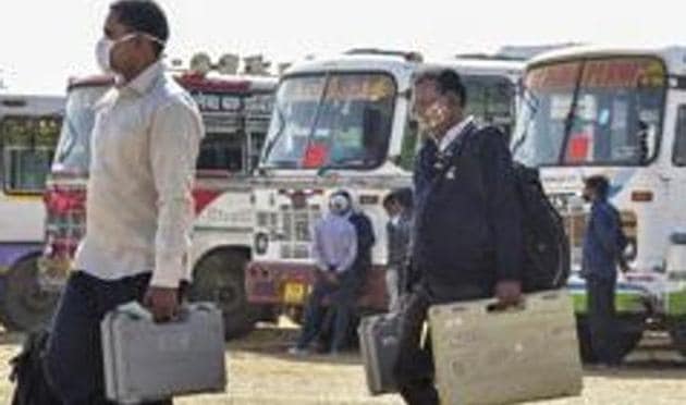 Three-tier Panchayat elections have been deferred for the next three months in Madhya Pradesh due to the ongoing Covid 19 pandemic. (Image used for representation). (PTI PHOTO.) Three-tier Panchayat elections have been deferred for the next three months in Madhya Pradesh due to the ongoing Covid 19 pandemic. (Image used for representation). (PTI PHOTO.)