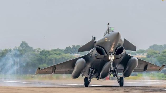 File photo: Rafale combat aircraft at the Air Force Station in Ambala.(PTI)