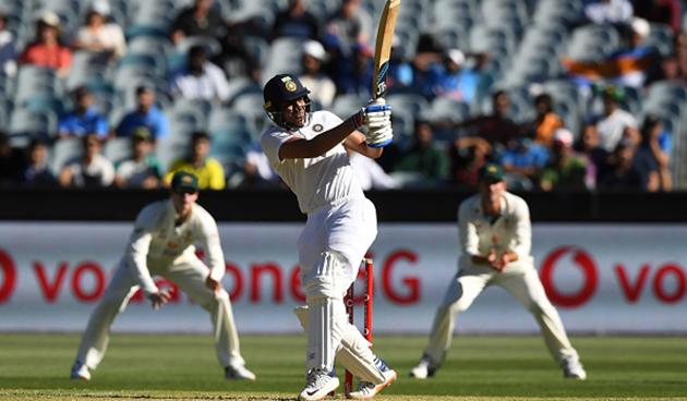 Debutant Shubman Gill impressed by hitting eight boundaries in his 65-ball 45 before he edged Cummins to Paine (getty)