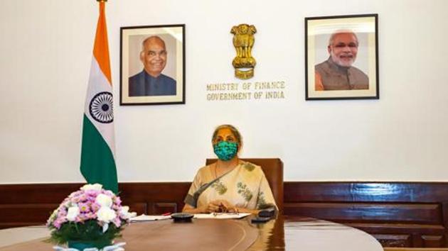 CII suggested raising the cap on emoluments to ₹50,000 per month to encourage employment in higher skilled jobs. In picture - Finance Minister Nirmala Sitharaman attends CII National Conference. (PTI) CII suggested raising the cap on emoluments to ₹50,000 per month to encourage employment in higher skilled jobs. In picture - Finance Minister Nirmala Sitharaman attends CII National Conference. (PTI)