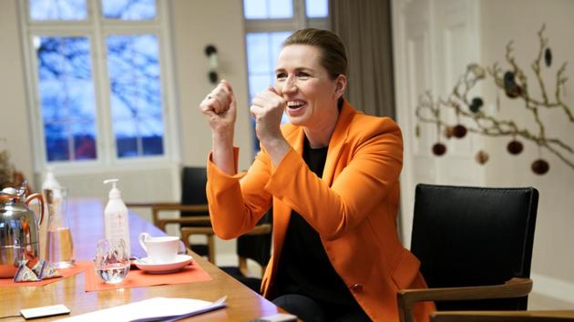 Denmark's Prime Minister Mette Frederiksen, reacts while watching the first vaccinations in the country via videolink, at Marienborg in Kongens Lyngby, Denmark on December 27. Each country is deciding on its own who will get the first shots. Spain, France and Germany, among others, are vowing to put the elderly and residents in nursing homes first. (Keld Navntoft / Ritzau Scanpix via REUTERS)