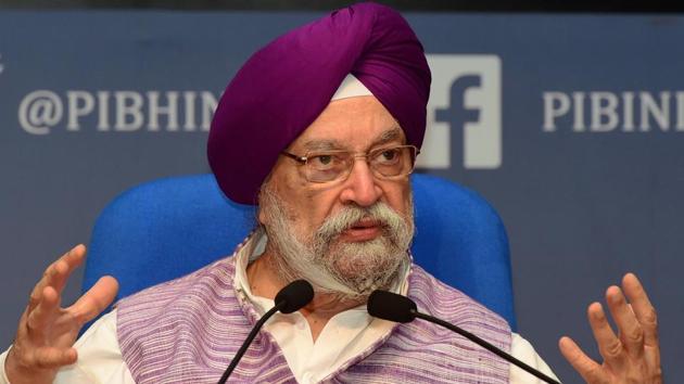Civil Aviation Minister Hardeep Singh Puri addresses a press conference at National Media Centre, in New Delhi.(PTI) Civil Aviation Minister Hardeep Singh Puri addresses a press conference at National Media Centre, in New Delhi.(PTI)