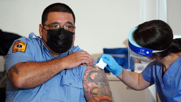 New York state guidelines  allow only frontline health care workers, or staff and residents of nursing homes  to get the first batch of vaccines (REUTERS)