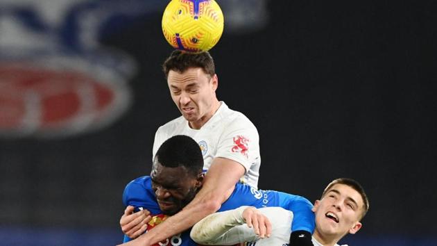 Leicester City’s Jonny Evans in action.(Reuters)