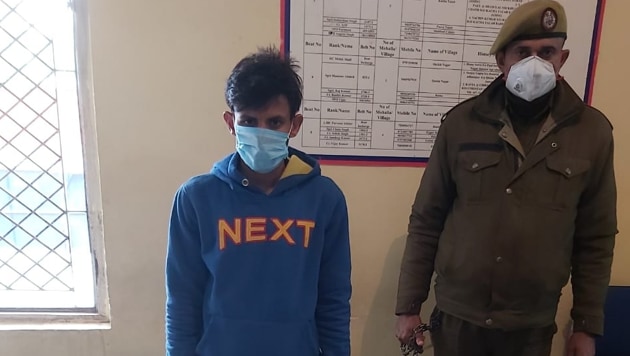 The accused after his arrest in Jammu. (JK Police) The accused after his arrest in Jammu. (JK Police)