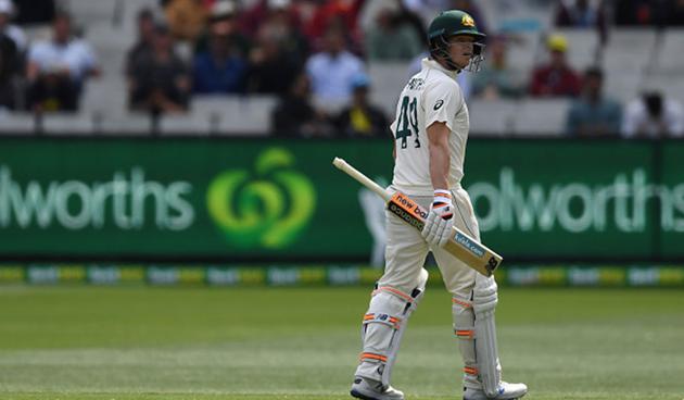Steve Smith’s (8) poor run continued as he could not contribute much and Jasprit Bumrah sent him packing in the 33rd over. (getty) Steve Smith’s (8) poor run continued as he could not contribute much and Jasprit Bumrah sent him packing in the 33rd over. (getty)