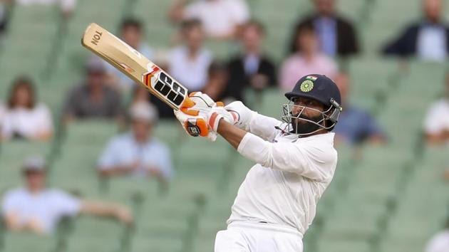 India's Ravindra Jadeja plays a pull shot during play on day two of the second cricket test between India and Australia at the Melbourne Cricket Ground, Melbourne, Australia, Sunday, Dec. 27, 2020.(AP)