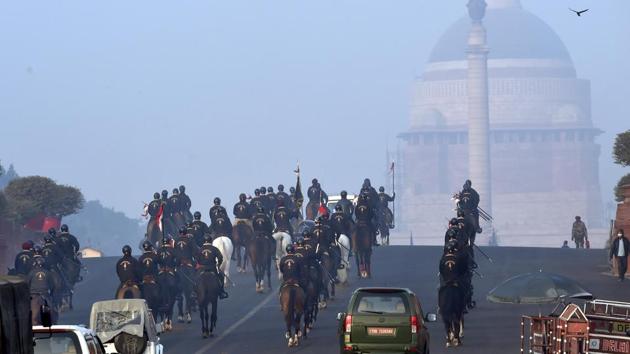 The President's Bodyguard during rehearsals for the Republic Day parade at Rajpath in New Delhi, India. (Arvind Yadav/HT PHOTO) The President's Bodyguard during rehearsals for the Republic Day parade at Rajpath in New Delhi, India. (Arvind Yadav/HT PHOTO)